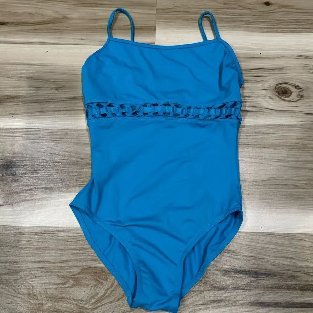 Bloch Blue Lattice Bathing Suit Girls Small